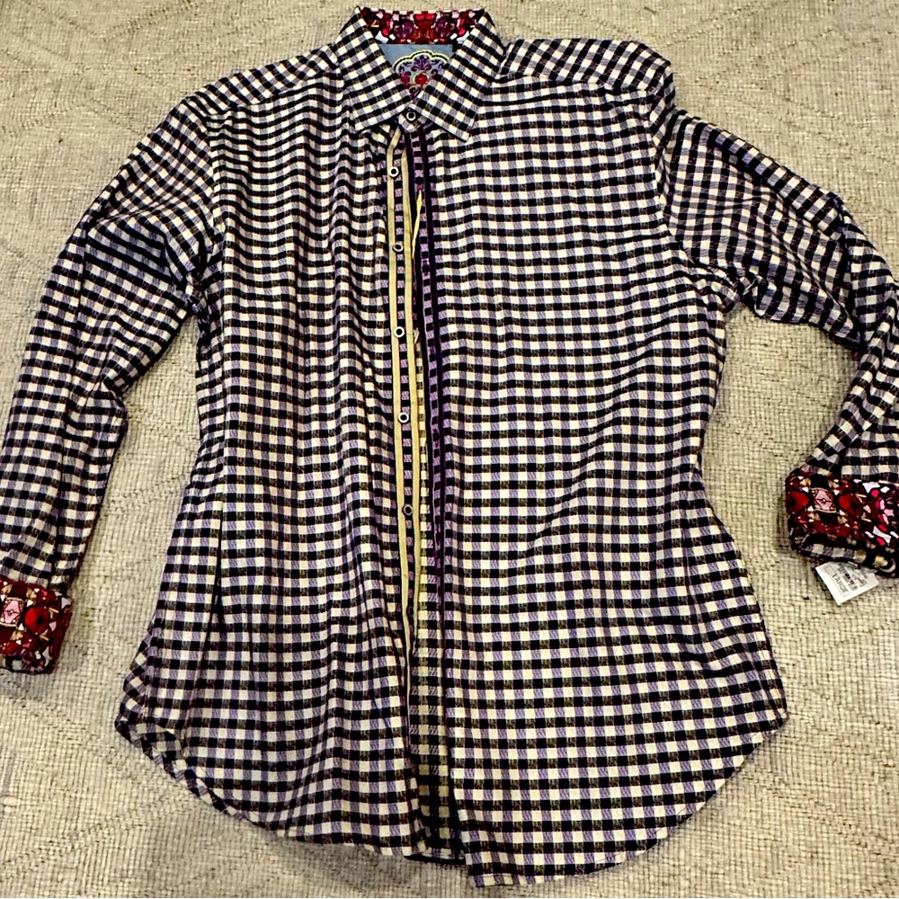 NWT Robert Graham signature gingham mens shirt. Size Large
